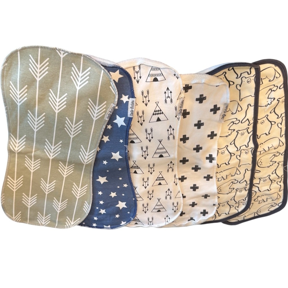 Dodo Babies (3) Burp Cloths Gerber (2) Cotton Contoured Multi Pattern
